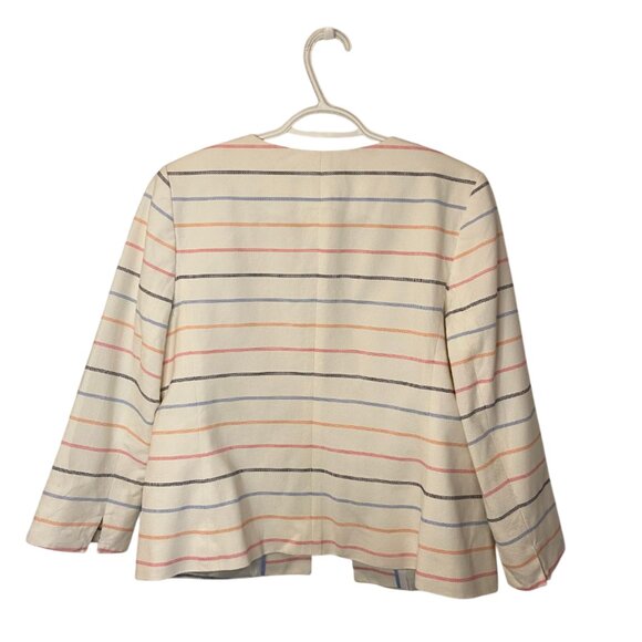 Talbots white striped Biscay sheath dress and bracelet sleeve blazer set size 10 - Picture 4 of 9